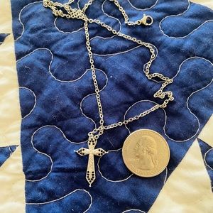 Silver cross & chain.
